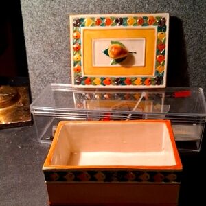 Colorful Ceramic Box with Fruit Design